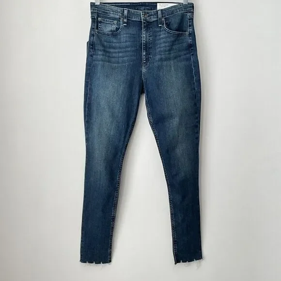 rag & bone Blue Nina Iconic Jeans High Rise Skinny Leg Raw Hem 32
